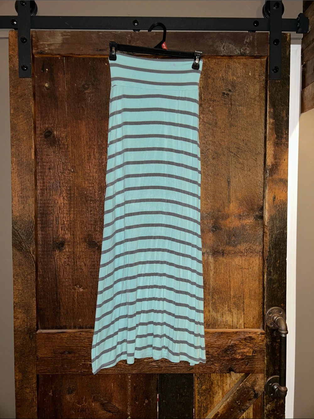 Charlotte Russe Light Blue & Gray Striped Maxi Skirt